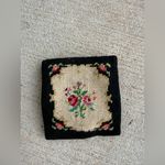 Vintage Floral Embroidered Crochet Wallet Black Photo 1