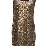 Cache  Gold Metallic Sequin Encrusted Key Hole Back Event Dress Lined NWT $178 Photo 0