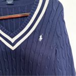 Ralph Lauren  Navy V-Neck Cable Knit Sweater Photo 1