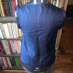 J Crew navy silk split neck ruffled 8 sleeveless shell Blue Photo 1