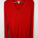 Banana Republic Red V Neck Top Large Long Sleeve Holiday Quiet Luxury Capsule Photo 0