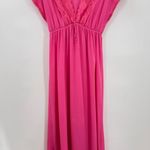 Vintage JCPenney Pink Long Nightgown Lace Trim V Neck High Waist Intimates M Photo 0
