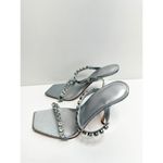 Nine West Nine‎ West Aria Dress Sandals Womens Size 9 Silver Studded Straps Square Toe Photo 3