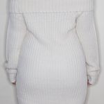 Off The Shoulder Knit Sweater Dress White Size L Photo 2