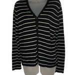 Lauren Ralph Lauren Womens M Black & White Striped Cardigan Sweater silk casual Size M Photo 0