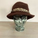 Cloche Women’s Hat Rabbit Hair Blend One Size In Chocolate Brown Leopard Band Photo 1