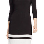 American Living  New Black White Square Neck Dress Women's Size 14 Sheath NWT Photo 0