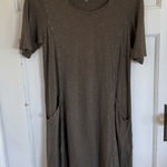 Eileen Fisher  olive green hemp cotton shirt dress size small petite Photo 0