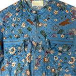 Carolina K Pant Floral Jacquard Jumpsuit Pantsuit Medium Blue Photo 3