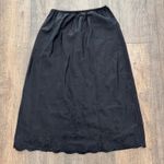 Natori Vintage  Womens Small Black Floral Embroidered Scalloped Hem‎ Slip Skirt Photo 0