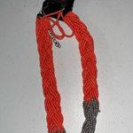 Paparazzi NWT  Orange & Silver Braided Seed Bead Beaded Necklace & Earring Set Photo 0