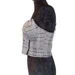Haute Monde Bustier Top Black White Plaid Pattern Cropped Strappy Retro 90’s Photo 2