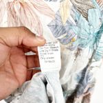 Lungo L'arno Women 100% Linen Beachy Leaf Floral Tropical Print Dress Size S Blue Photo 5