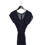 CHAPS Womens Floral Jumpsuit Wide Leg V Neck Tie Waist Blue White Size 6 Photo 1