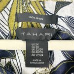 Tahari  Linen Button Up Top Size 2X Leaf Print Tropical Vacation Coastal Photo 4