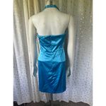 Josh & Jazz NWT Turquoise Beaded Satin Halter Mini Cocktail Dress Pockets 9/10 Size undefined Photo 4