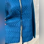Peter Martin Woman Bright Blue Zipper Front Sweater Jacket Quilted Ribbed Sz 1X Photo 4