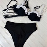 Cupshe NWT 2 PC Swimsuit - Bandeau Colorblocked Top & High Waist Bottom BUNDLE S Photo 0