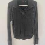Free People Gray Waffle Knit Top sz Small Photo 0