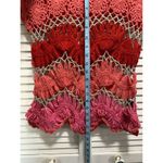 Fever Hand Open Crocheted Bright Orange Pink Tan Cap Sleeve Blouse Size XS Orange Photo 5