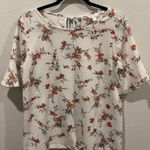 LC Lauren Conrad Short Sleeve Floral Antique White Blouse Photo 0