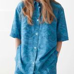 & Other Stories Blue Wavy Printed Short Sleeve Boxy Button Up Shirt Size XS Photo 19