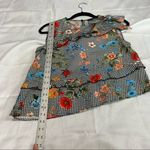 ZARA Black & White Gingham Flora Asymmetrical Ruffle Hem Top Photo 3