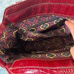 Anne Klein  Dark Red Faux Patent Croc Leather Handbag w Gold Colored Accents Photo 4