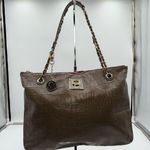 DKNY  Croc Embossed Leather Adjustable Woven Chain Tote Photo 0