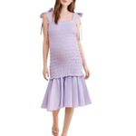 Especia‎ Maternity Lavender Celeste Dress Size M Smocked Flounce Hem Boho Purple Photo 9