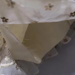 VTG Handmade Ivory Cream Dress Satin & Tulle Sunflowers Floral Talon Zipper XS Photo 6