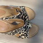 Born Crown By Leopard Print Criss Cross Cork Heeled Slip On Mules Size 8 Tan Photo 3