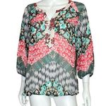 Anthropologie Fig & Flower Semi Sheer Floral Paisley Blouse Women’s Sz S Photo 0