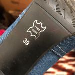 Italian Y2K Jean Denim Leather Baddie Grunge Knee High Boots Large Silver Buckle #Bratz #Gothic #whimsygoth #military #biker #coquette Size EUR 39 Blue Photo 1