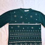 Brooks Vintage Bobbie  Fleece Snowflake Holiday Crew Jumper - Forest Green - M Photo 7