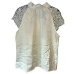 NWT Nicole Miller Satin Shirt with Lace Detail Size M A56 White Size M Photo 1