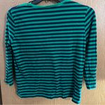 Ralph Lauren Vintage  Sport Shirt Womens Lg Kelly Green Striped 3/4 Sleeve Preppy Photo 4