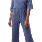 Alternative NWT Bay Blue Pin Dot Piper Cross Front Cropped Jumpsuit Size Small Photo 0