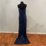 La Femme  Curve 29027 Navy Ruched Gown Photo 4