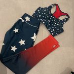 WAVE LIFE Women XS AMERICAN LEGGINGS and SPORT BRA SET STARS GRADIENT EFFECT Red Photo 0
