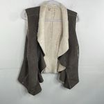 Au Lieu Soft Fuzzy Faux Fur lined Draped Vest Top Outerwear Small / Medium Gray Photo 1