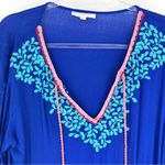 La Blanca Leaf It To Me Swim Cover Up Cut Out Sleeves Royal Blue Teal Coral L Photo 2