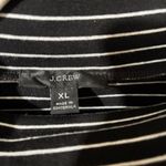 J Crew Mock Neck Top Womens XL Black White Stripe Gold Button Shoulder Blouse Photo 6