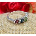 Cute Silver Tone Clear & Colorful Crystal Fashion Ring Size 7 Photo 1
