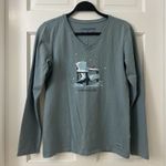 Life is Good  Crusher Long Sleeve Shirt Tee Top Sz S Snow Cardinal Blue Christmas Photo 0