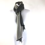 Womens Reversible Scarf Metallic Fringe Gray Gold Rectangle 72x27.5 Photo 1