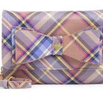 Betsey Johnson Betsy Johnson crossbody wallet pastel plaid w/ adjustable strap & front Bow NWT Photo 0