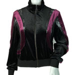 Marciano  Jacket‎ Womens XS Velour Black Purple Zip Up Lace Inserts Whimsigoth Photo 0
