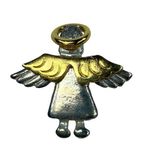 Vintage IMO 1995 Guardian Angel Pin Brooch Pendant Halo Wings Gold Silver Color Photo 0