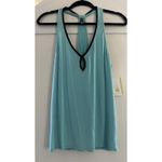 Trina Turk  Medium Aqua Blue Racerback Tank Top Sleeveless Shirt Swing Size S Photo 1